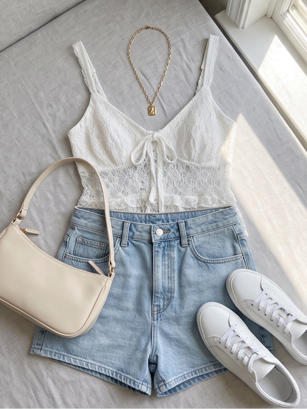 BNWT HOLLISTER White Lace Tie-Front Cami Top - Women - Picture 1 of 8